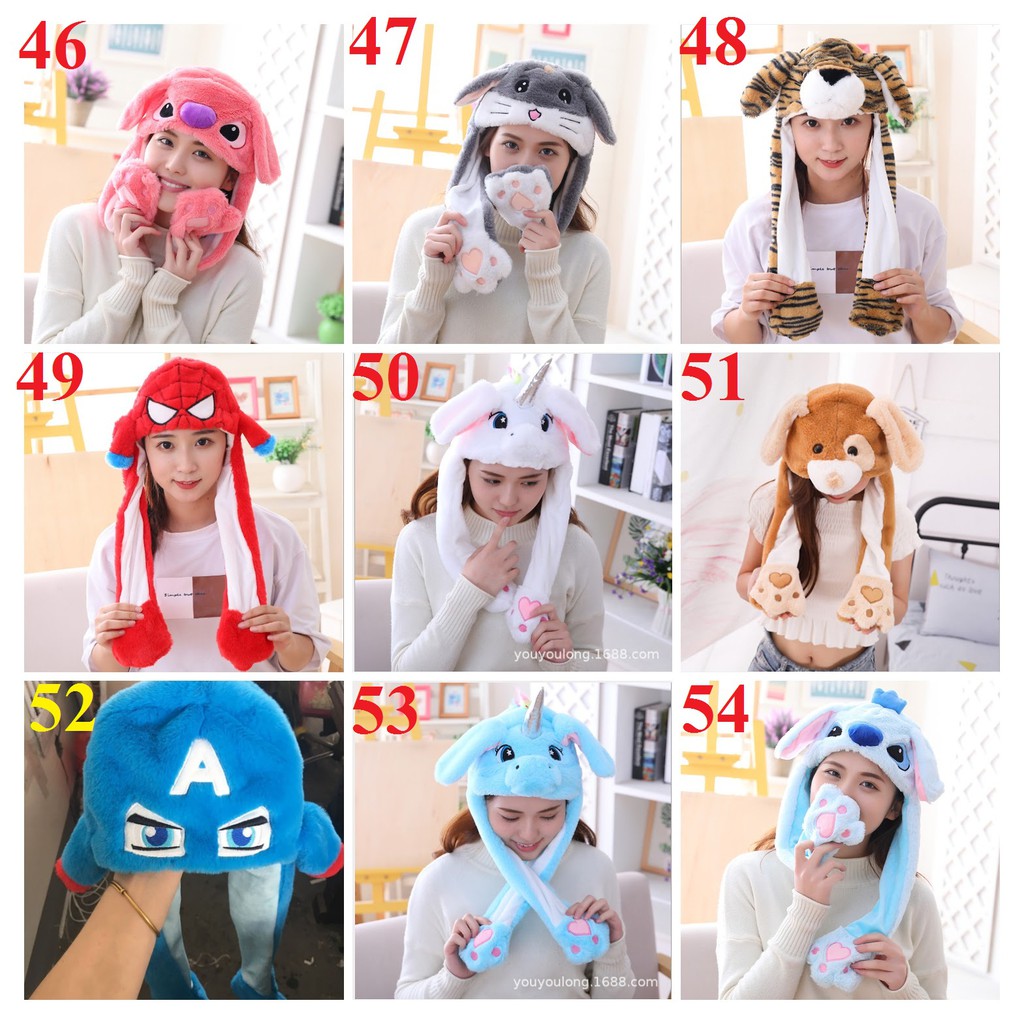 Mũ tai thỏ giật Nón tai thỏ giật siêu xinh nhiều mẫu (Set 1) - Hàng sẵn - Có bán sir