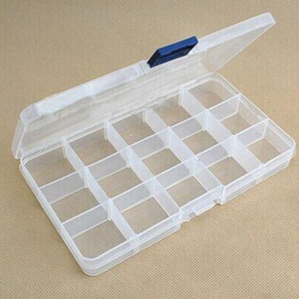 15 Slots Adjustable Jewelry Storage Box Case Organizer Beads