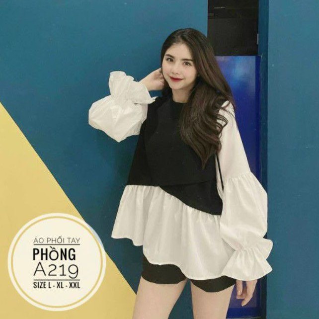 60-90kg Bigsize Áo phối tay phồng A219