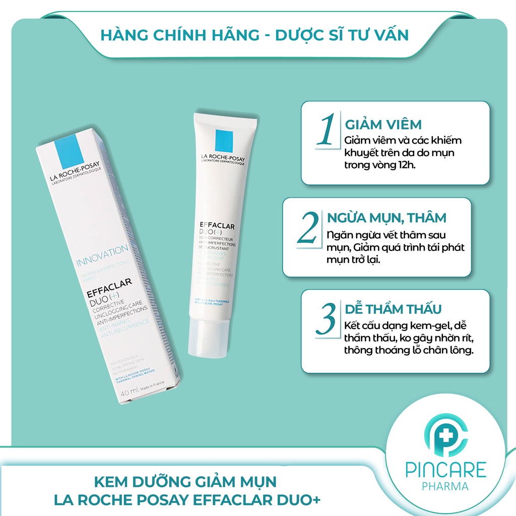 Kem dưỡng giảm mụn La Roche Posay Effaclar Duo+ 40ml - Hàng chính hãng - Nhà thuốc PinCare