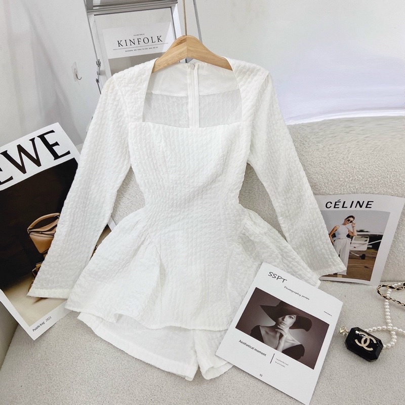 SET ÁO PELUM XOÈ PHỒNG CỔ VUÔNG TD + SHORT