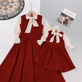 bán sỉ set váy đỏ mẹ con