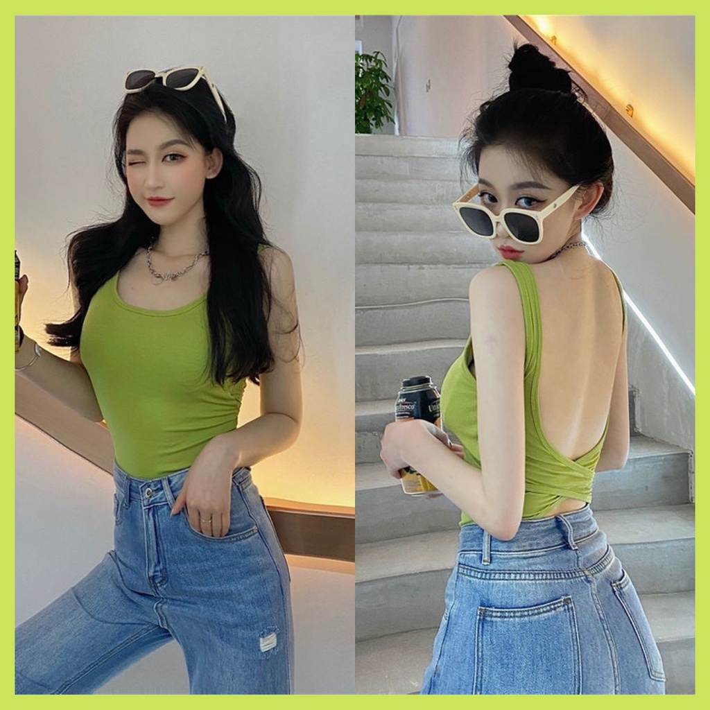 Áo hai dây nhỏ Pure Cube có đệm ngực hở lưng đẹp mắt phong cách gợi cảm