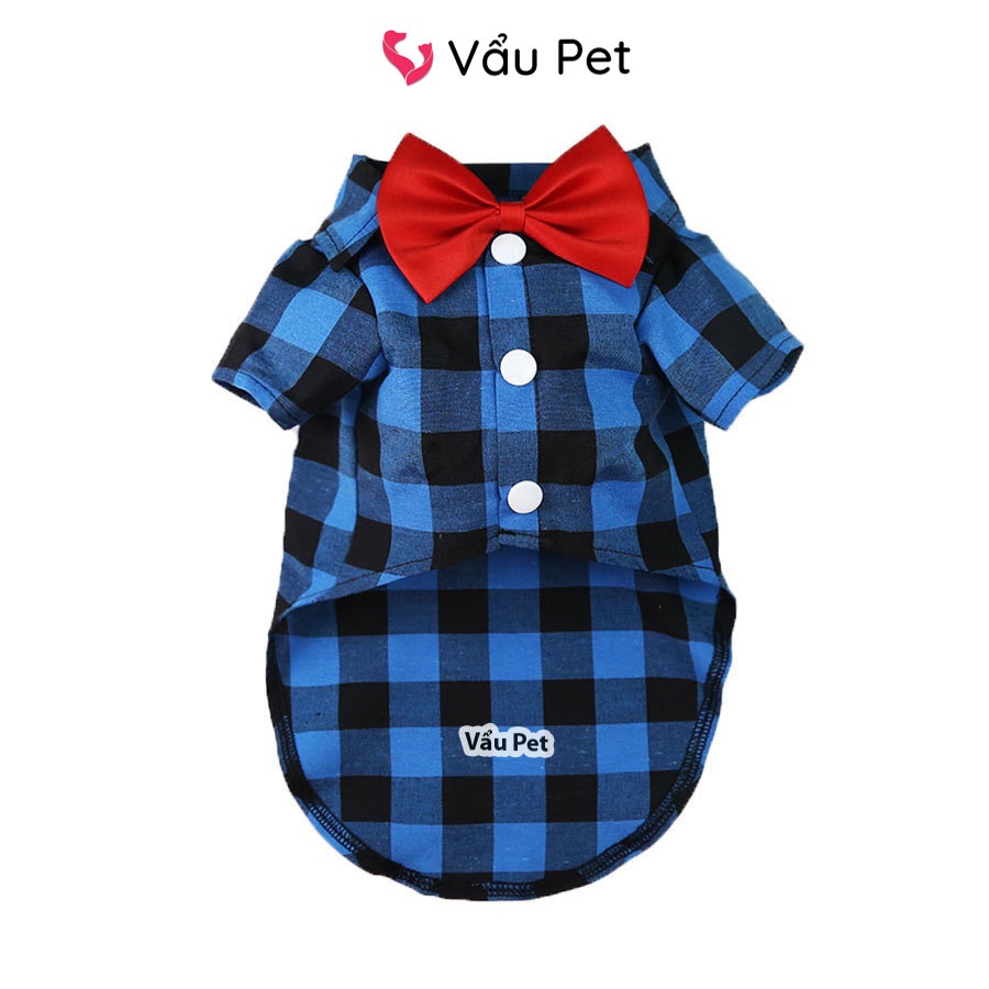 Áo cho chó mèo Sơ mi cổ nơ - Quần áo cho chó poodle, con, lớn, mèo, thú cưng Vẩu Pet Shop