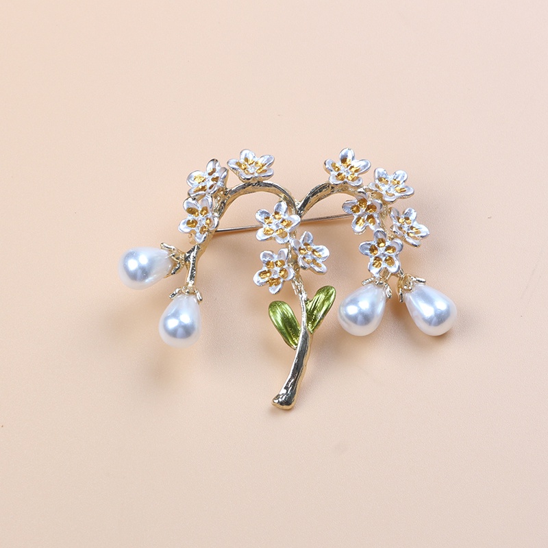 Ghim Cài Áo Hình Hoa Đính Ngọc Trai Pha Lê 2 Màu Sang Trọng Cho Nữ