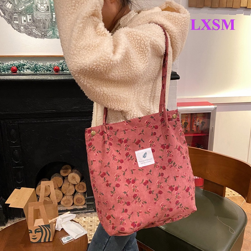 Lxsm Túi Xách Tote Xách Tay Đeo Vai Sức Chứa Lớn Bằng Vải Nhung Có Thể Tái Sử Dụng In Họa Tiết Hoa Da Báo Dành Cho