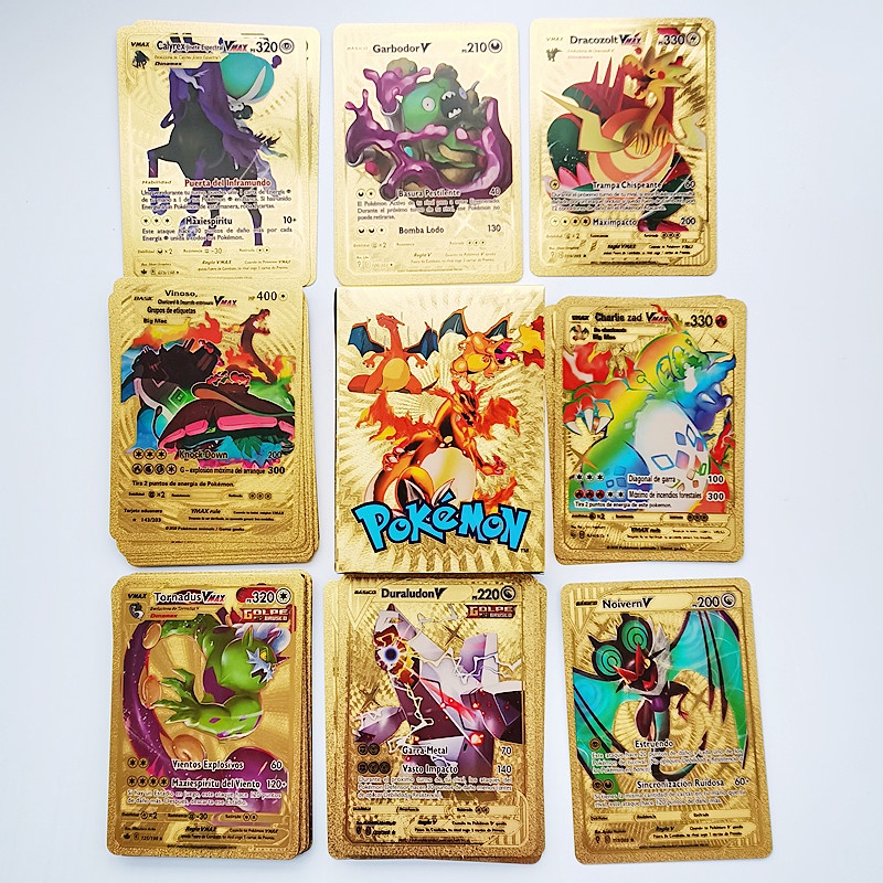 Set 54 thẻ bài Pokemon phiên bản tiếng Anh màu vàng/ bạc dành cho trẻ em