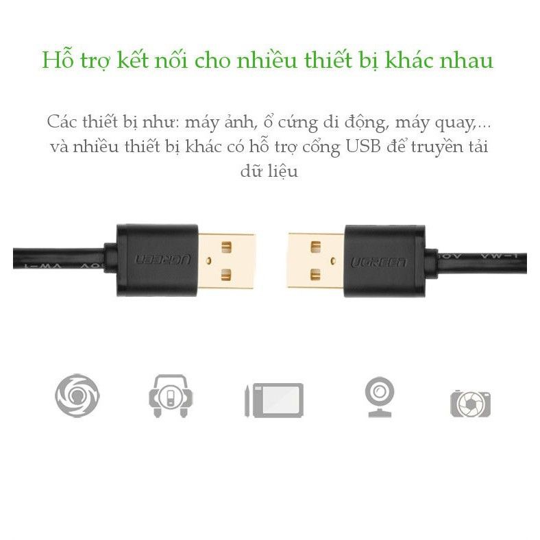 Cáp USB 2.0 2 đầu đực 3m Ugreen 30136 - Hàng chính hãng bảo hành 18 tháng