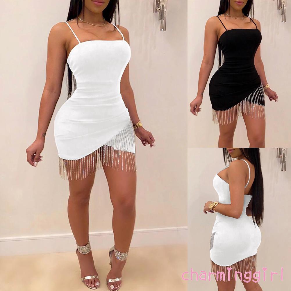 Đầm ôm body không tay phối tua rua gợi cảm thời trang dành cho nữ