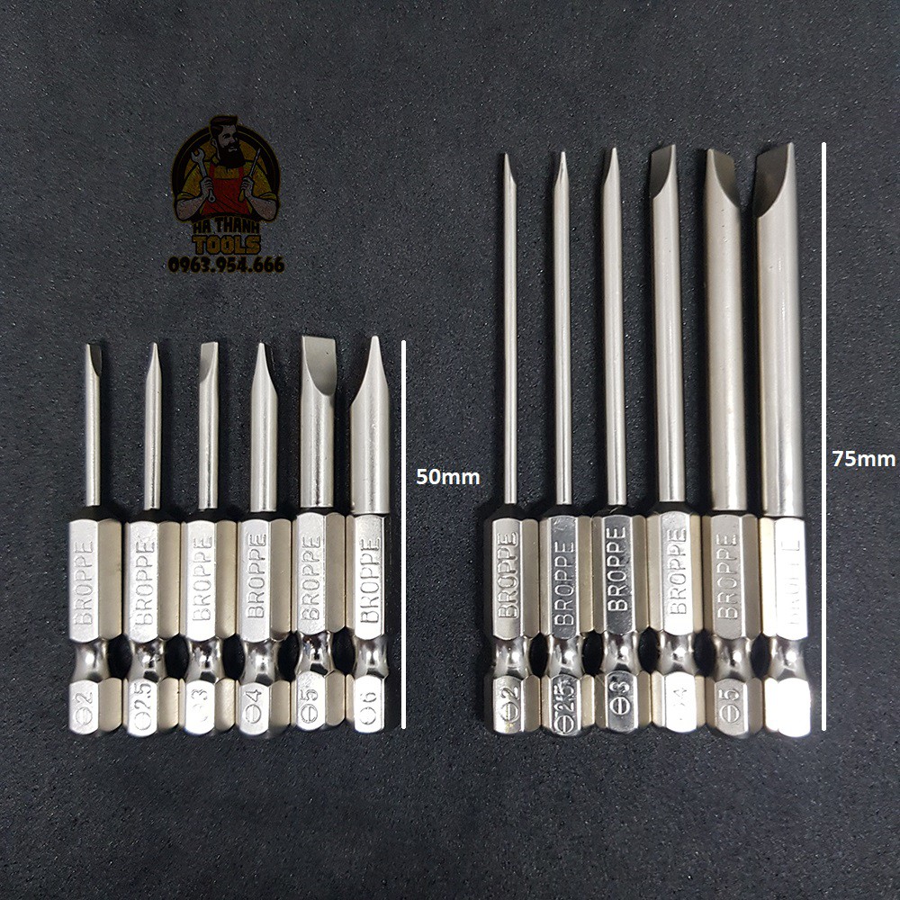 Bộ Mũi Bắn Vít 2 Cạnh BROPPE Chuôi Lục Giác - Đầy Đủ Kích Thước  Cho Khoan Pin, Khoan Điện