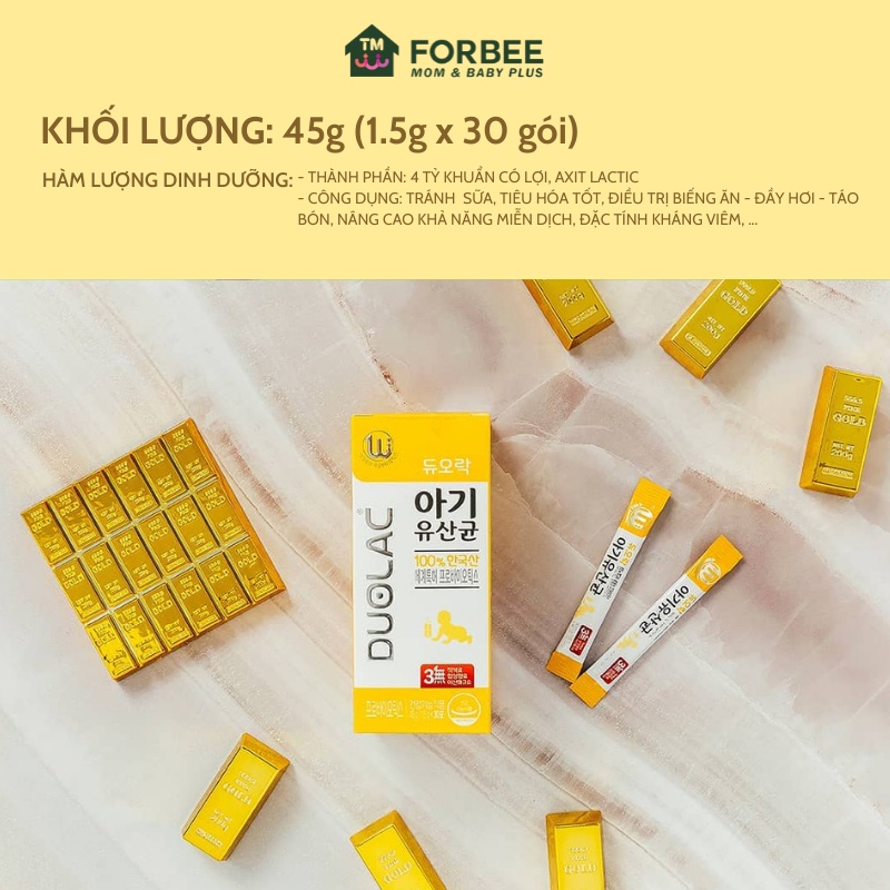 Men vi sinh hữu cơ cho bé DUOLAC màu vàng Hàn Quốc, hộ trợ tiêu hóa cho trẻ - FORBEE