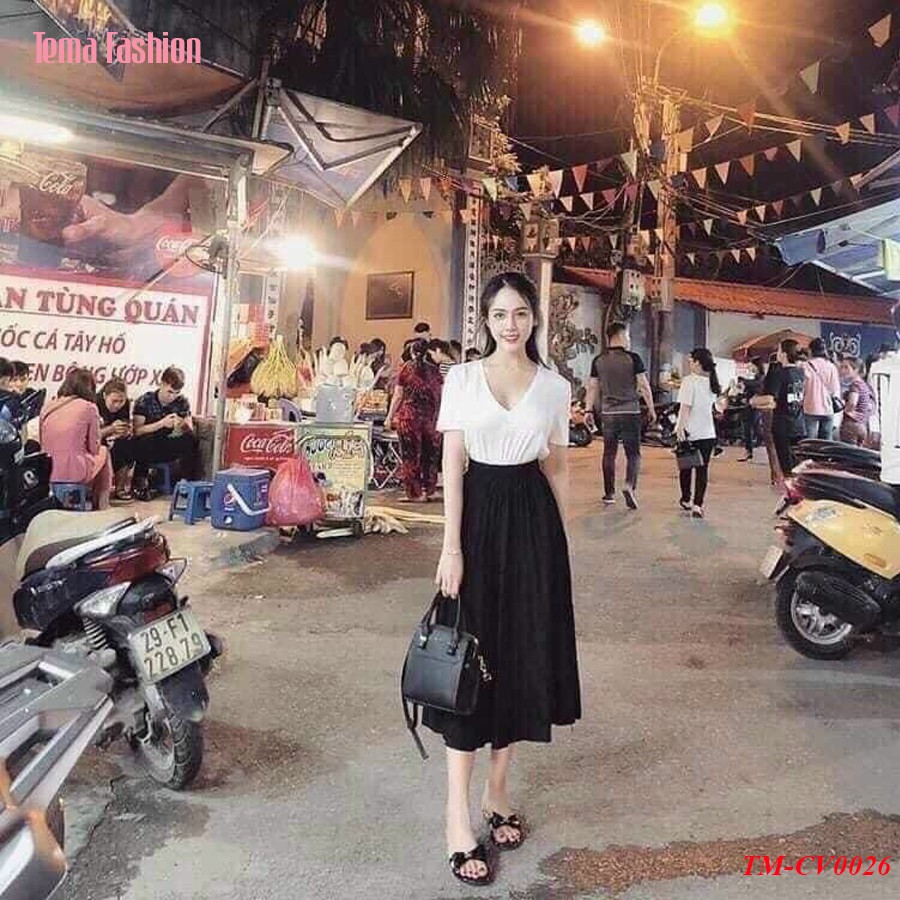 Chân váy xếp ly nữ TEMA - Chân váy xếp ly dài cạp chun siêu đẹp | BigBuy360 - bigbuy360.vn