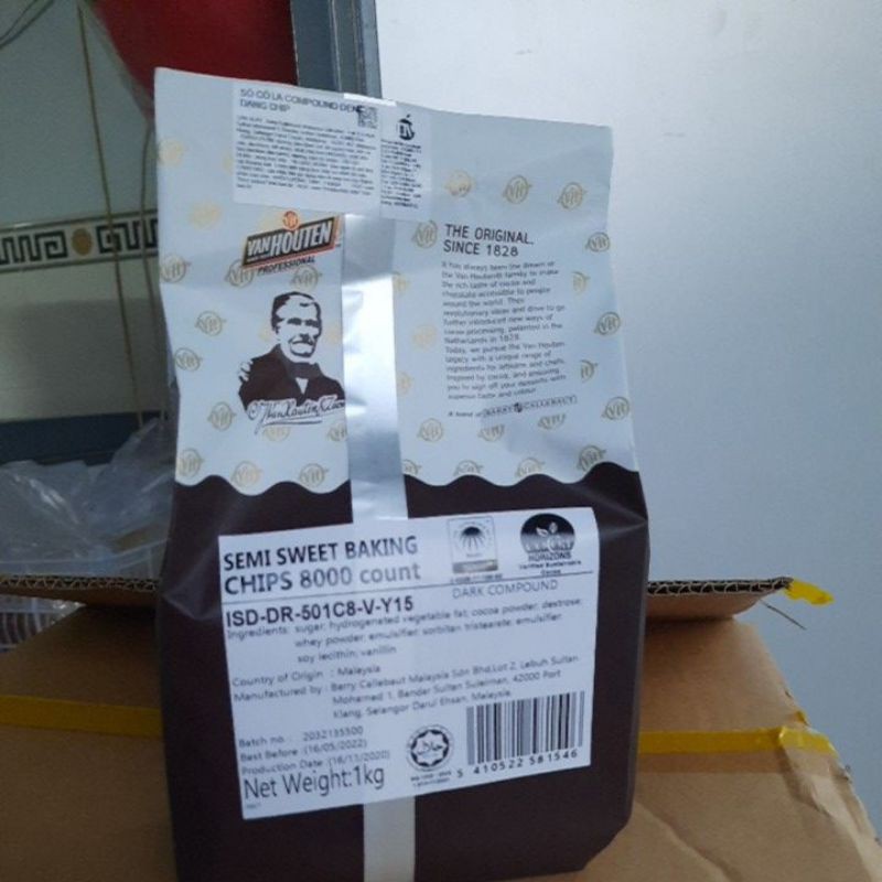 SOCOLA ĐEN CHIP VANHOUTEN NGUYÊN GÓI 1KG