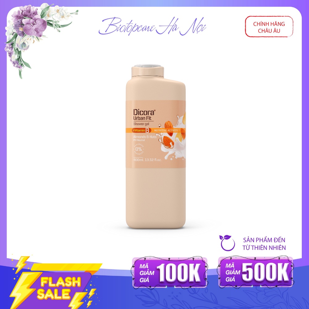 Sữa tắm dưỡng da Dicora Urban Fit almonds & nuts vitamin B hạnh nhân & các loại hạt giúp tăng cường độ ẩm 400ml | BigBuy360 - bigbuy360.vn