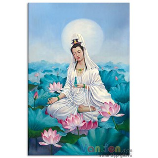 tranh đính đá quan âm bồ tát treo tường cực đẹp