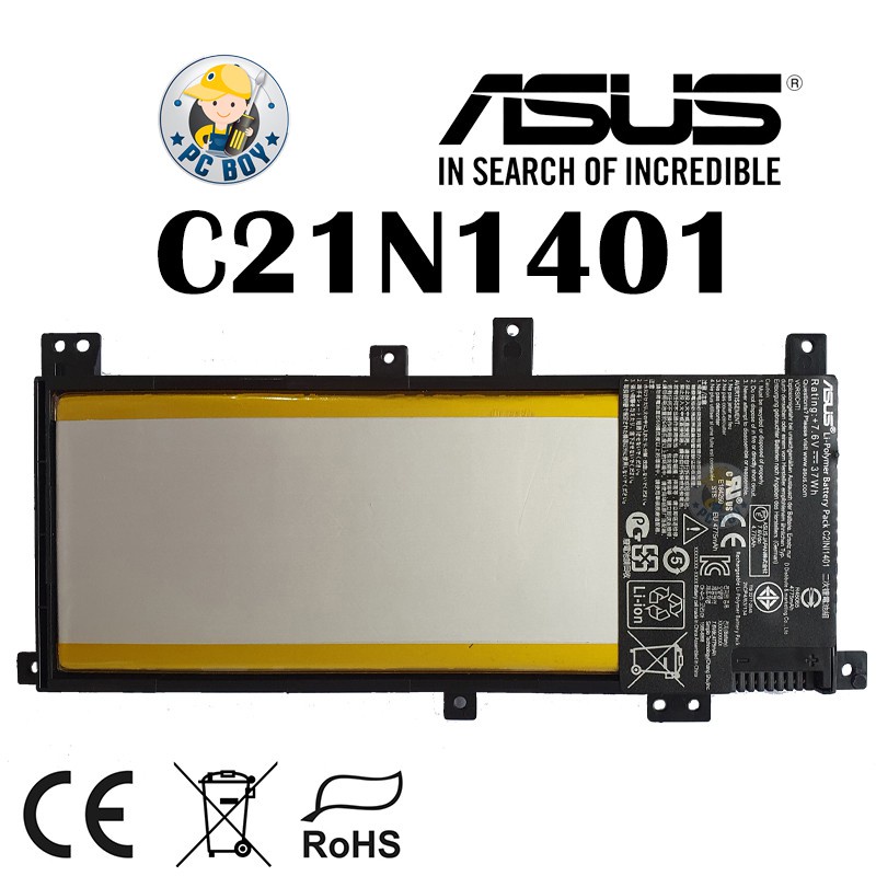 Pin Laptop 7.6V 37Wh C21N1401 tương thích với Asus X455 X455L X455LA A455L A455LD A455LN F455L K455L X454W Y483LD