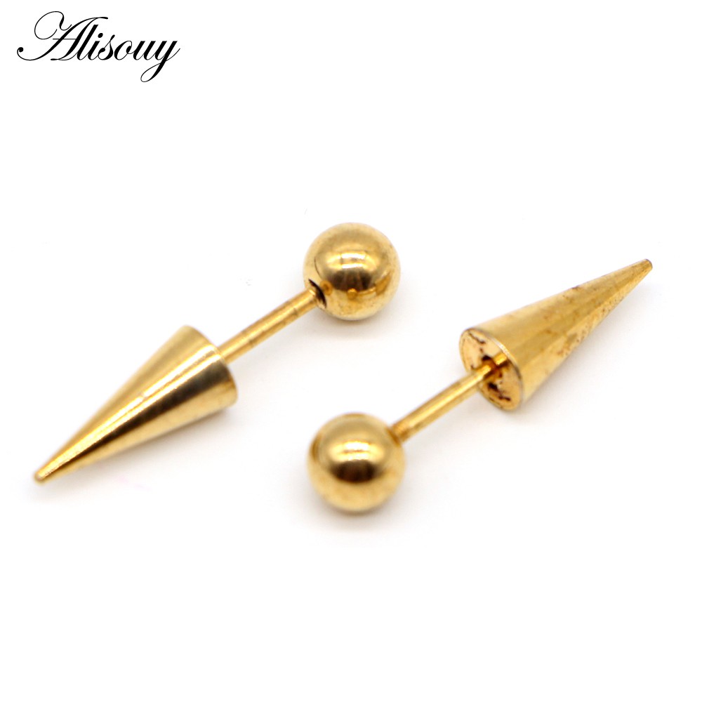 Alisouy Set 2 Khuyên Tai Tròn Đường Kính 6mm Bằng Thép Không Gỉ 6 Màu Cho Nam