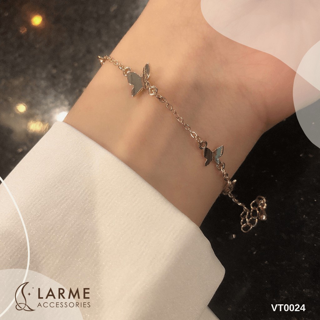 Vòng tay con bướm đôi vô cùng đáng yêu có 2 màu vàng và bạc larme accessories - VT0024