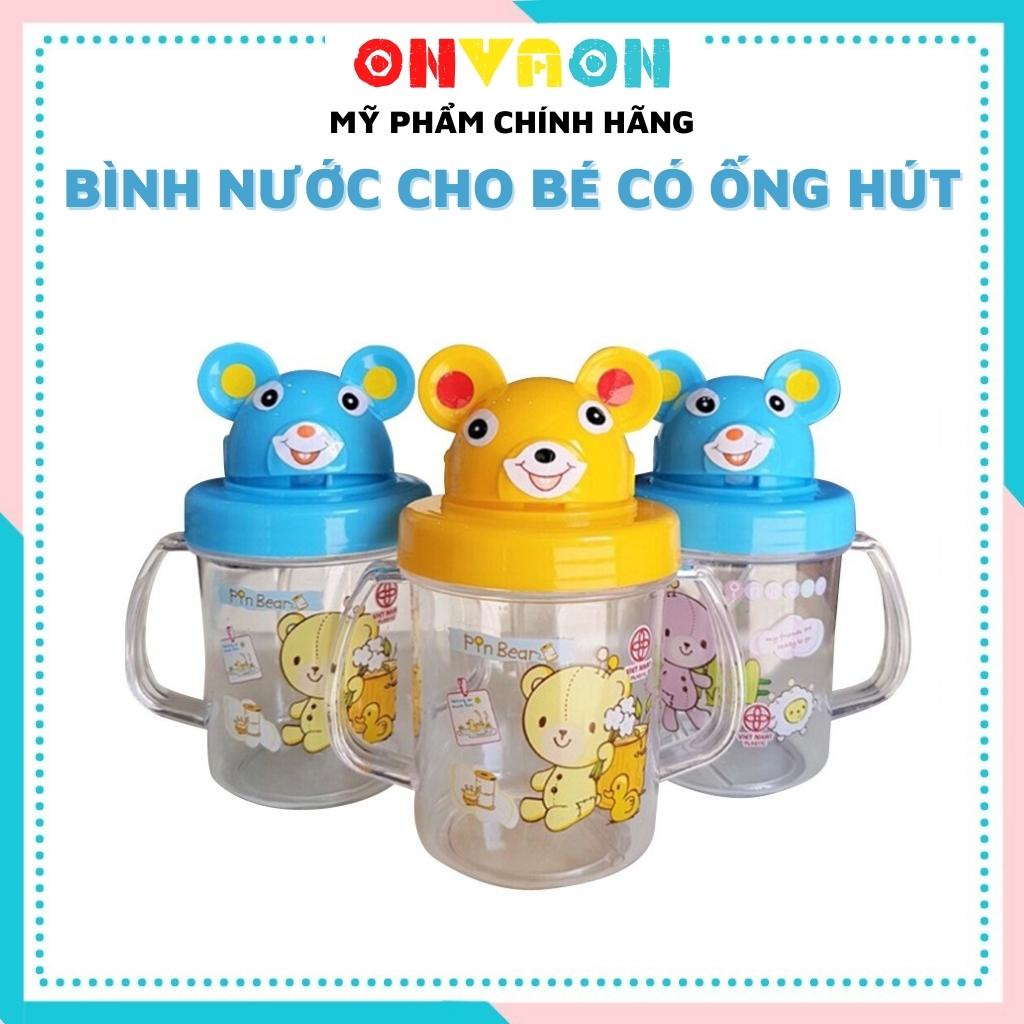 Bình nước cho bé có ống hút tập uống Việt Nhật cho bé trai bé gái đi học cute 250ml ONVAON