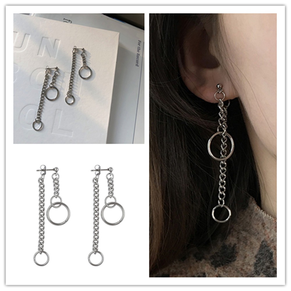 1 Đôi Hoa Tai Dáng Dài Phong Cách Đường Phố Hàn Quốc
