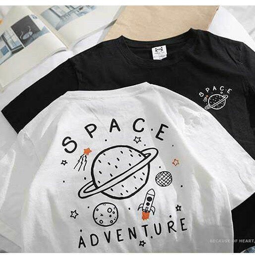Áo thun tay lỡ 194SHOP vải coton dày dặn, co dãn, form rộng - Space Adventure
