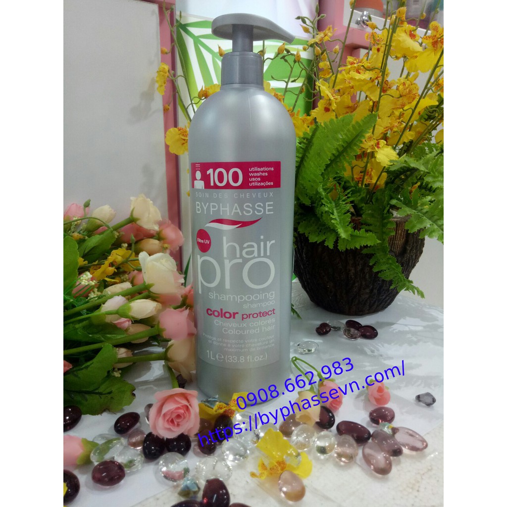 Dầu Gội Đầu Byphasse Hair Pro (1000ml) dành cho tóc nhuộm