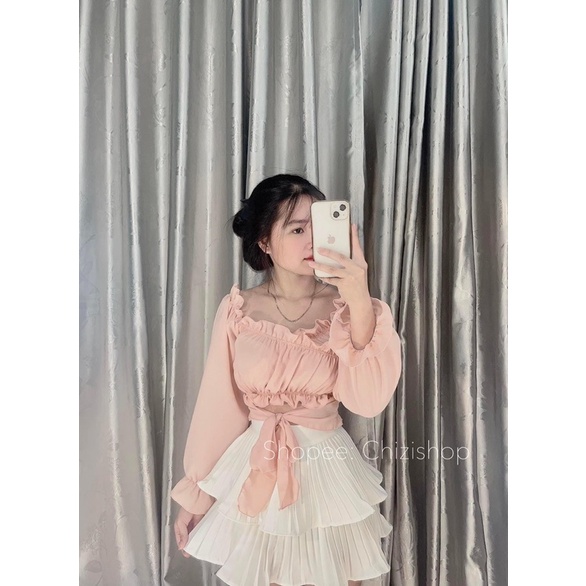 🌱 ÁO CHÉO DIỀN BÈO TAY DÀI CỘT EO XINH XẮN NHIỀU MÀU, kèm ảnh thật 🌱Chizi Shop