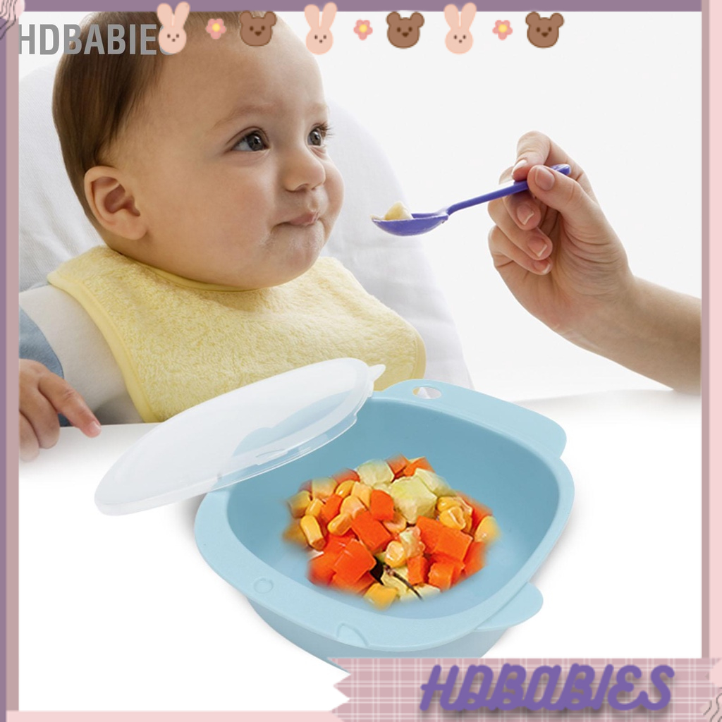 HDbabies Bát ăn cho trẻ sơ sinh có khả năng chống rơi linh hoạt An toàn dung tích lớn 400ML nắp đậy