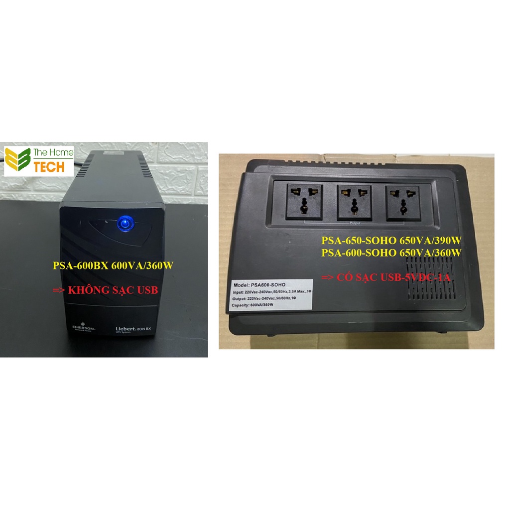 Bộ lưu điện UPS PSA650-SOHO 390W , Chạy liên tục ,Có cổng sạc điện thoại 5V, Like New 96%