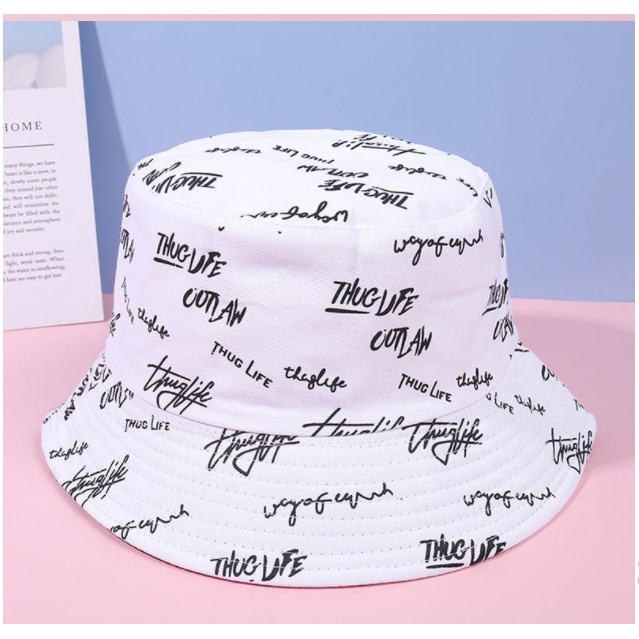 Mũ Nón Bucket thuglife hai mặt vành tròn chất cotton đẹp form unisex nam nữ ẢNH THẬT - B25