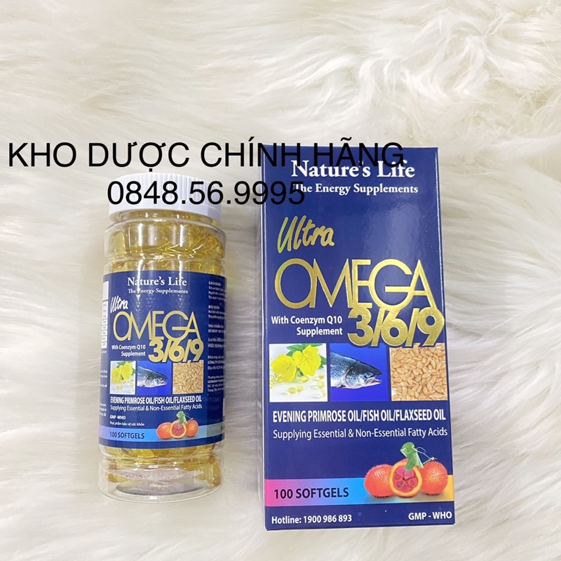 Viên dầu cá Ultra Omega 369 Nature Life hộp 100 viên nang mềm - Bổ não, sáng mắt, tăng cường thị lực, khỏe tim mạch