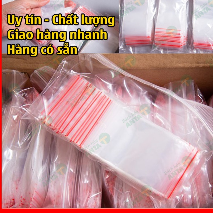 100 cái Túi zip chỉ đỏ loại dày đẹp - Ấn vào chọn size - (bịch PE vuốt mép đựng phụ kiện, gia vị, thực phẩm, thuốc tây)