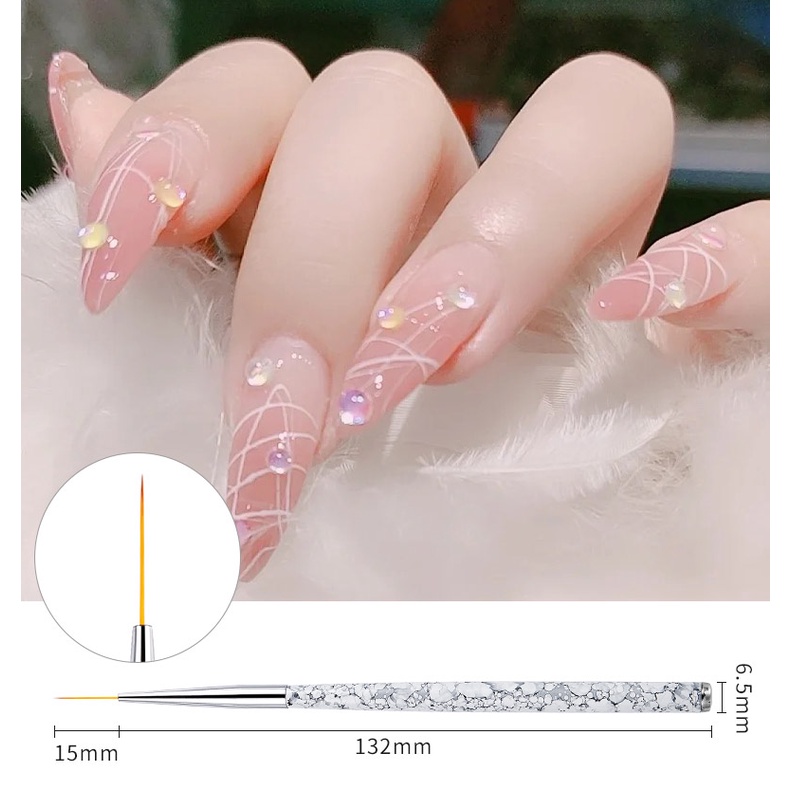 Bộ 3 cọ vẽ móng tay 3d LUSLUKING bằng acrylic siêu mỏng
