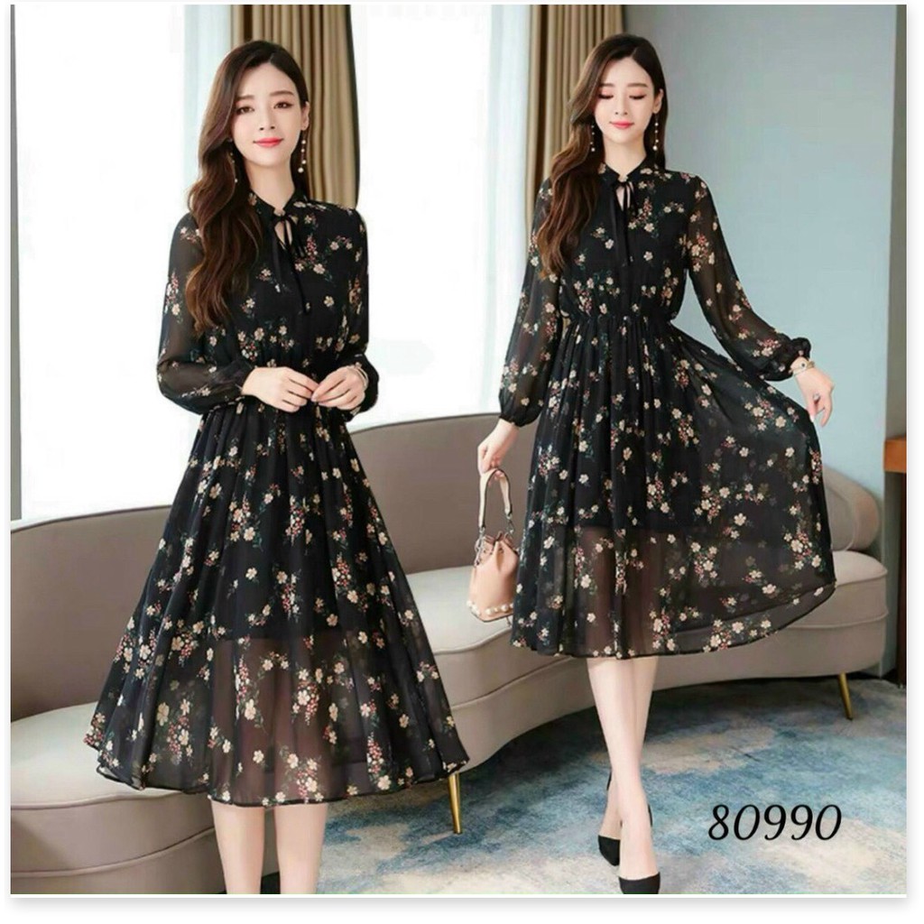 ĐẦM LỤA HOA,HỌA TIẾT ĐƠN GIẢN NHƯNG KHÔNG KÉM PHẦN SANG TRỌNG THỜI TRANG MỚI KME