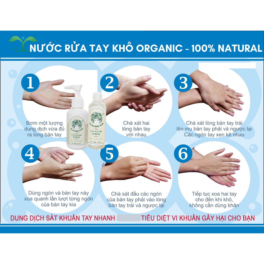 Nước rửa tay khô ORGANIC Tea Tree Oil 100ml - XB005