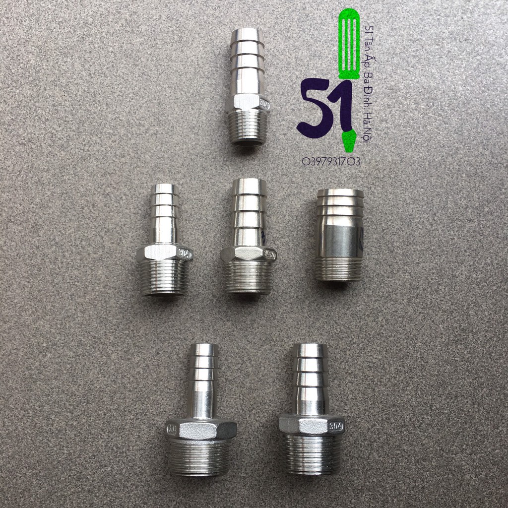 Tẩu inox | Đuôi chuột nối ống mềm ren ngoài bằng inox các cỡ