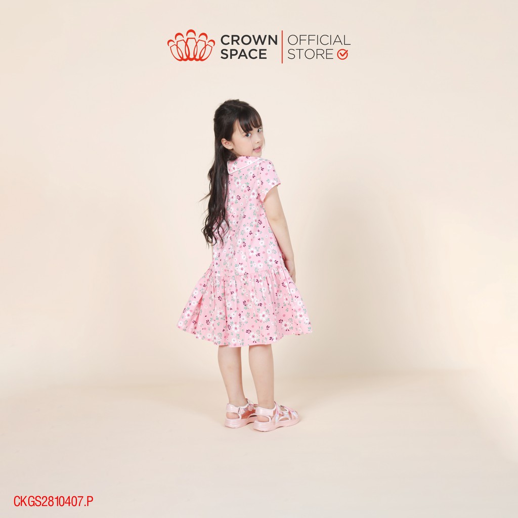 Váy Hoa Nhí Hồng Pastel Cho Bé Gái Chính Hãng Crown Space CKGS2810407.P