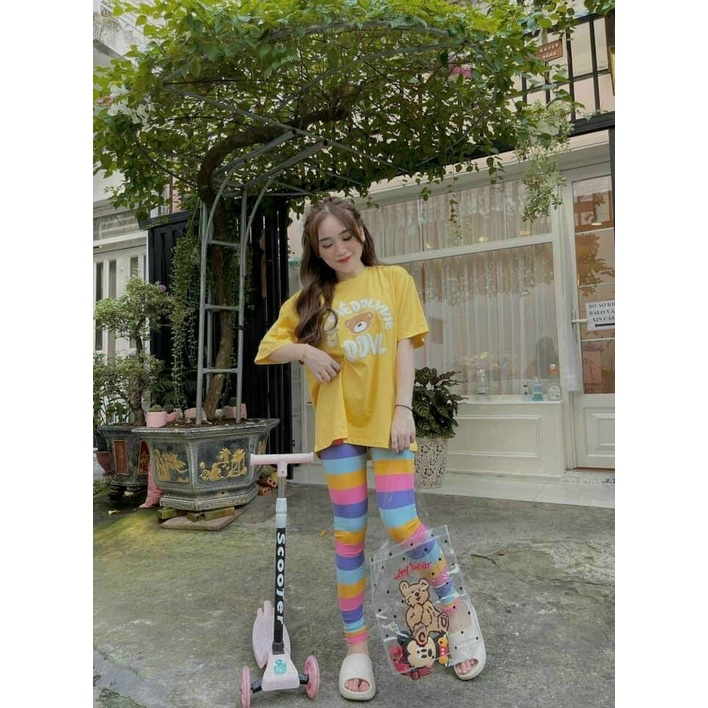 Set bộ thun cầu vồng chất liệu cao cấp, vải cotton mềm mại, thoáng mát, trẻ trung - 𝑲𝒉𝒐 𝒔𝒊̉ 𝑺𝒂̀𝒊 𝑮𝒐̀𝒏 | BigBuy360 - bigbuy360.vn