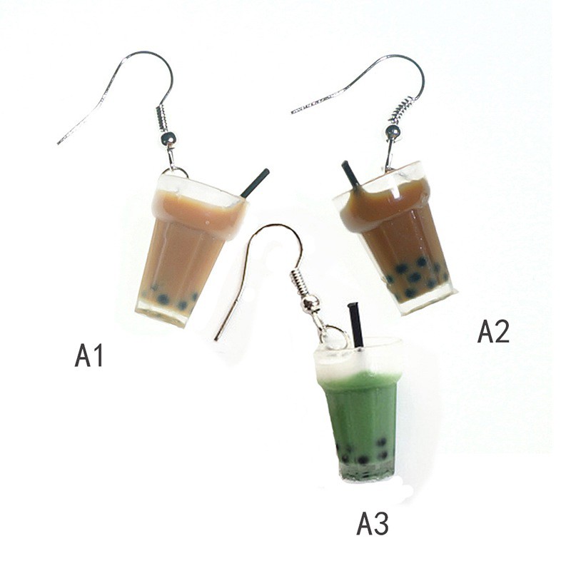Cặp bông tai kiểu ly trà sữa siêu đáng yêu