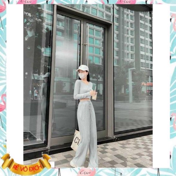Sét bộ xinh tay dài áo sơmi kèm quần dài suông