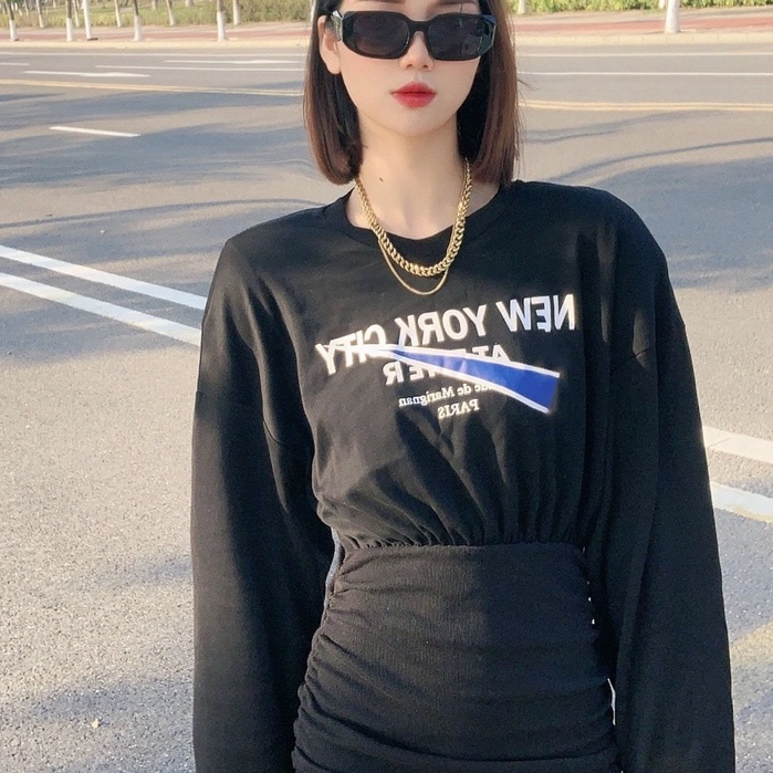 Váy Sweater Thể Thao Chữ Logo LSEOUL V1297 Chất Dày Dặn Trẻ Trung Năng Động