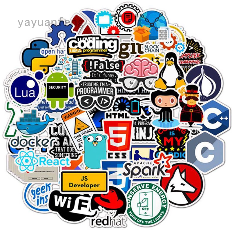 Bộ 50 miếng dán lập trình Java Php Linux Ubuntu Geek cho Laptop
