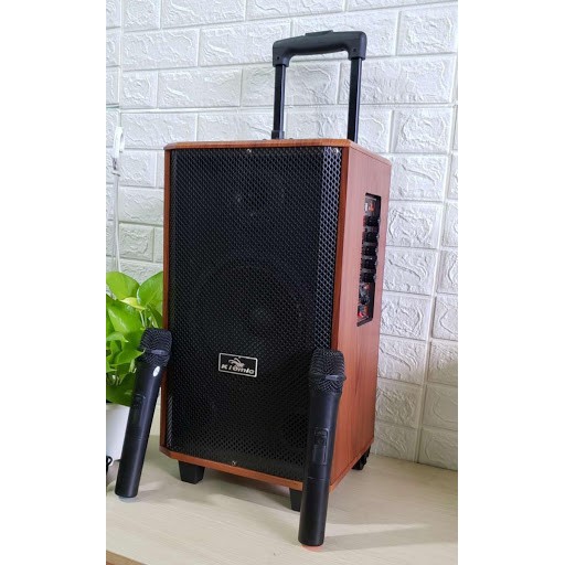 Loa kẹo kéo karaoke vỏ gỗ K88 bass 25cm hát cực hay tặng kèm 2 micro bảo hành 12 tháng