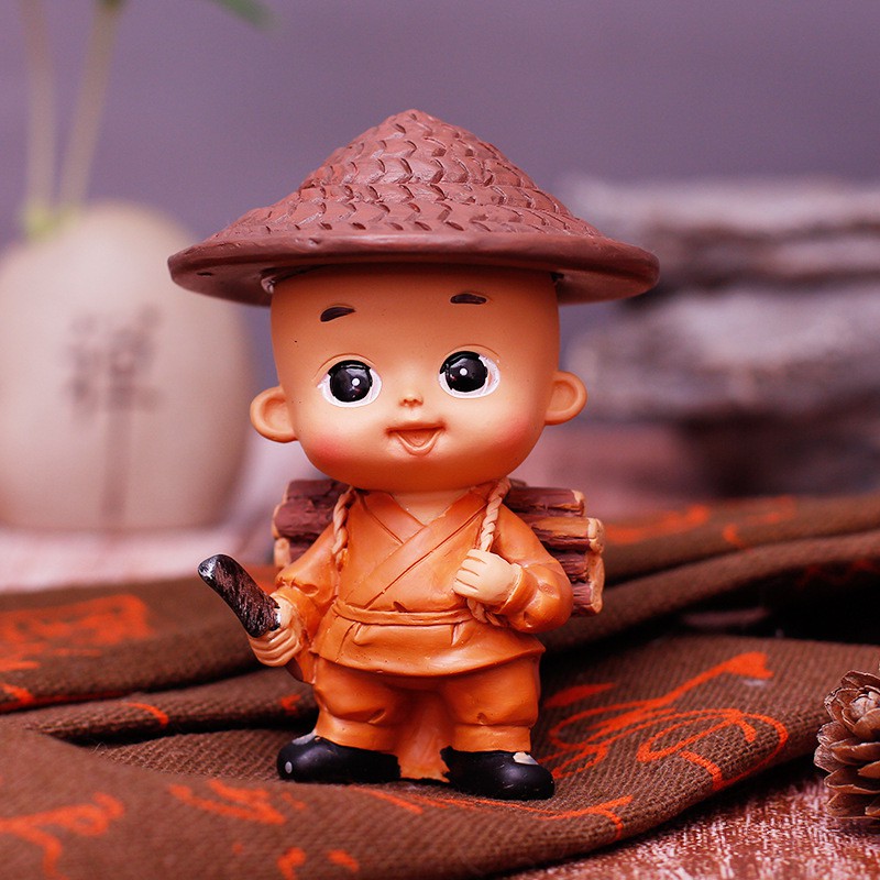 Tượng chú tiểu áo nâu mini dễ thương nhiều sắc thái mang lại an nhiên trong cuộc sống💕FREESHIP 50k💕 - Những Điều Bình An