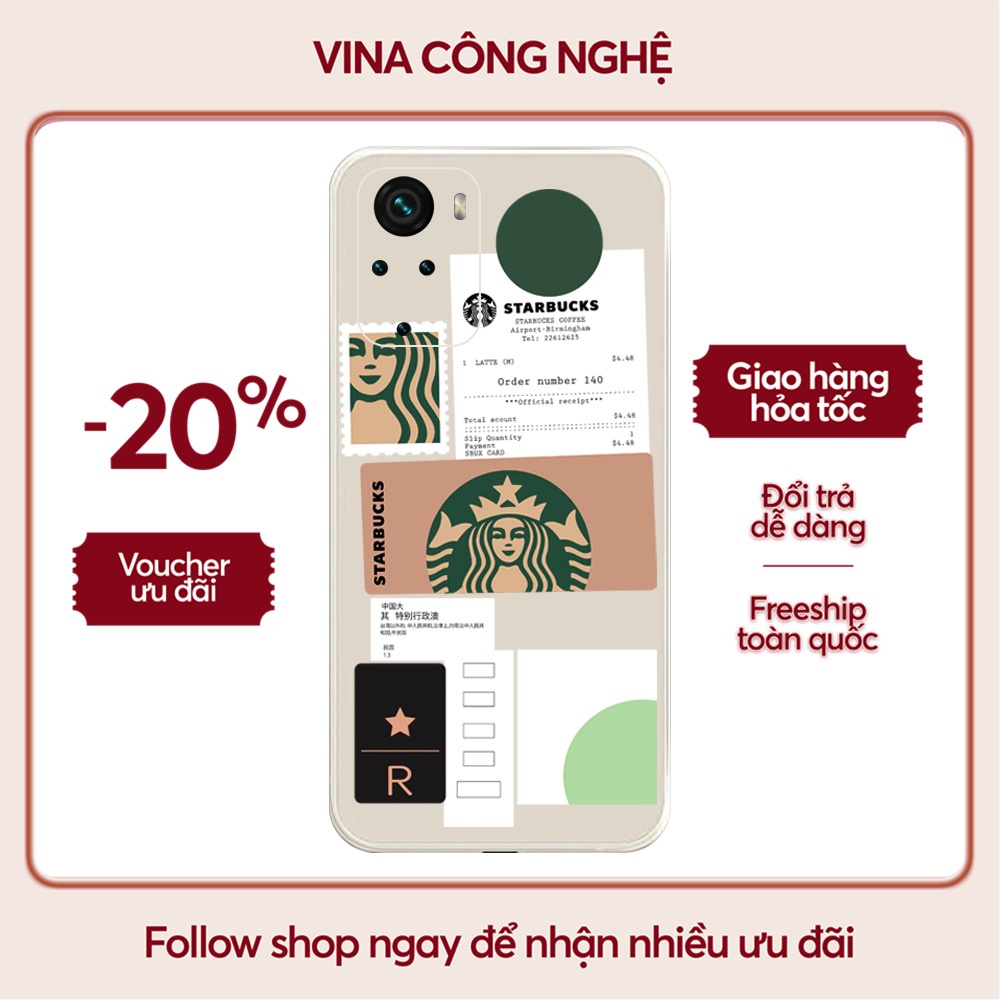 Ốp lưng Xiaomi Redmi 10/Redmi 9T/Poco X3/....dẻo cạnh vuông bảo vệ camera hình Starbucks.