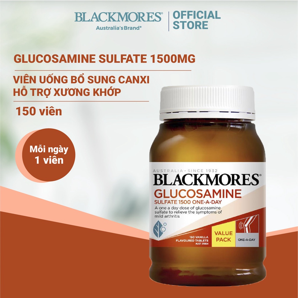 Bổ Xương Khớp Blackmores Glucosamine 1500mg 150 Viên Úc, Hỗ Trợ Các Vấn Đề Về Xương Khớp