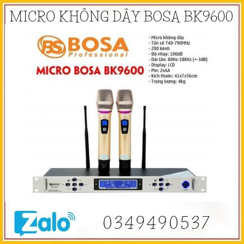 MICRO KHÔNG DÂY BOSA BK9600 - GIẢM HÚ RÍT - TIẾNG HAY HÁT CỰC NHẸ