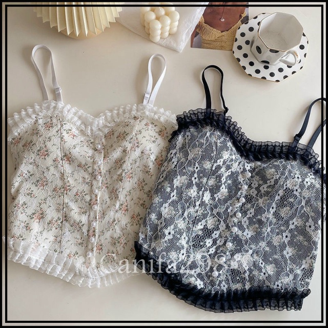 Áo bra ren hoa nhí đính khuy siêu xinh