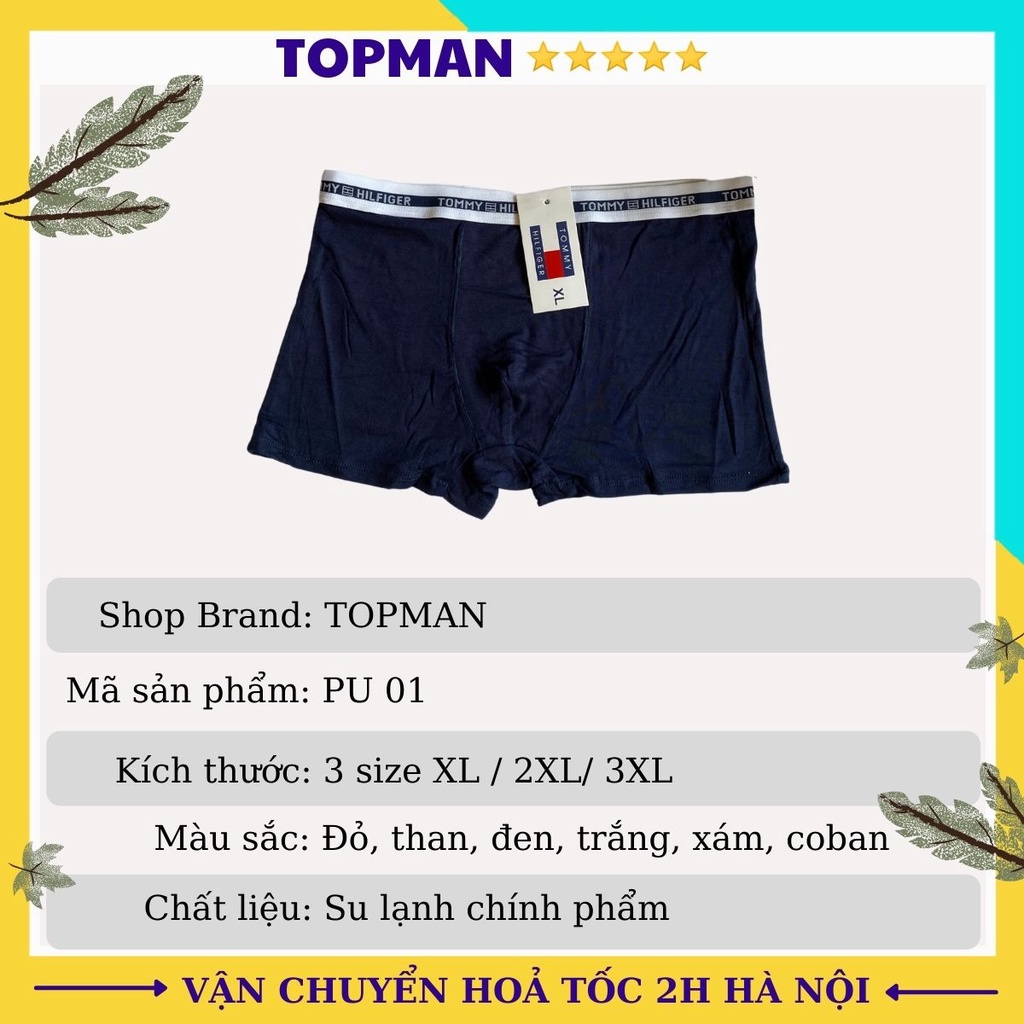 Combo 4 quần sịp đùi nam cotton kháng khuẩn, quần lót nam boxer sexy cao cấp | TOPMAN