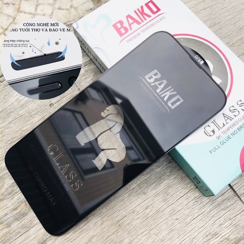 Kính Cường Lực Baiko Full Màn Cho 7Plus/8Plus/X/Xsmax/11/11Promax/12/12Promax/13/13Promax